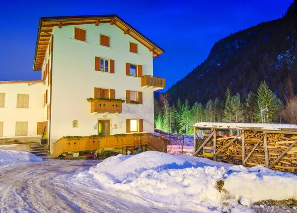 Nacht Landschap Van Dolomieten Winter Italië — Stockfoto