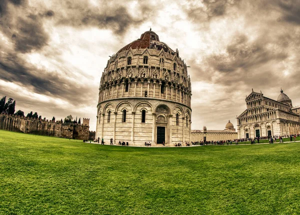 Katedra Baptysterium Wieża Pizie Placu Cudów Włochy — Zdjęcie stockowe