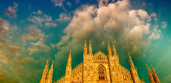 Zonsondergang Van Duomo Milano Milaan Kathedraal Italië — Stockfoto