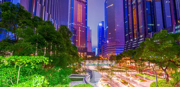 Hong Kong Horizonte Moderno Atardecer —  Fotos de Stock