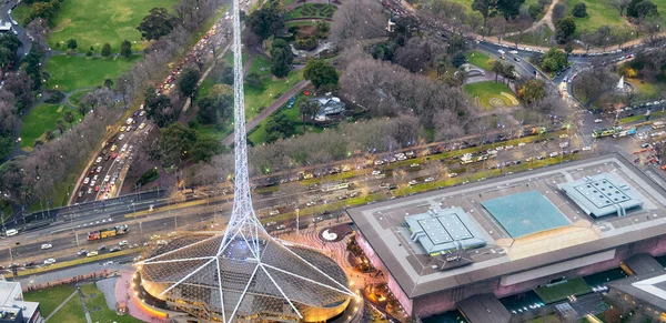 Melbourne Septiembre 2018 Vista Aérea Atardecer Del Arts Centre Melbourne — Foto de Stock