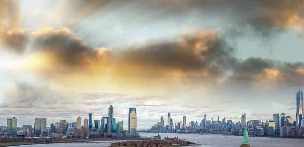 Vue Aérienne Jersey City Centre Ville Manhattan Depuis Hélicoptère — Photo