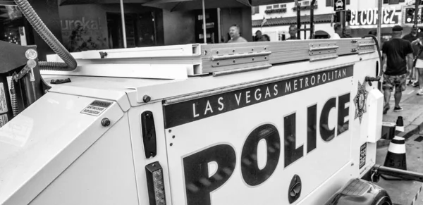 Las Vegas Junio 2018 Coche Policía Centro Las Vegas Atardecer —  Fotos de Stock