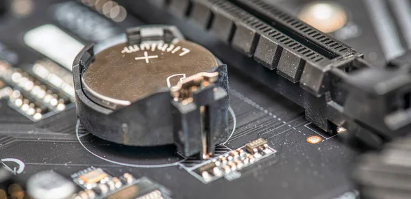 Nærmere Hovedbrettets Detaljer Detaljer Små Batterier – stockfoto