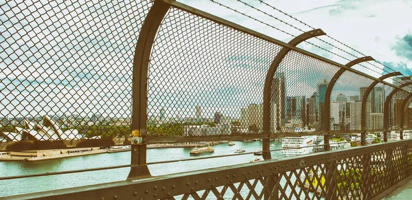 Міст Сідней Харбор Похмурий День Вигляд Міста Мосту — стокове фото