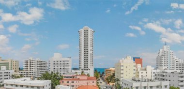 Bahar sezonu, Florida Miami Beach panoramik havadan görünümü.