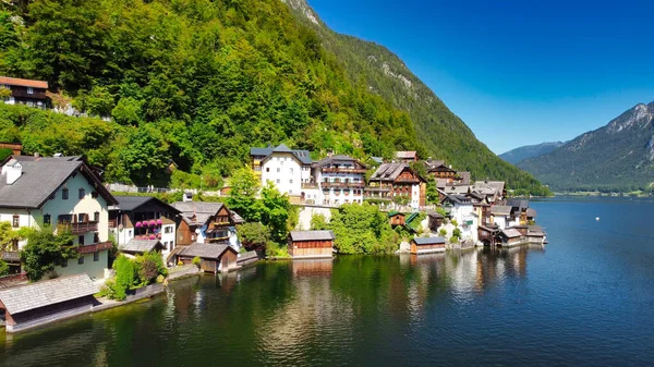 Veduta Aerea Della Bellissima Hallstatt Nella Stagione Estiva Austria — Foto Stock