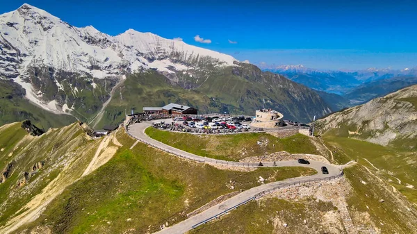 Increíble Vista Aérea Los Picos Montaña Grossglockner Cubiertos Nieve Temporada — Foto de Stock