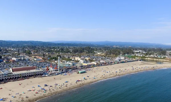 Vue Aérienne Panoramique Plage Parc Attractions Santa Cruz Californie États — Photo