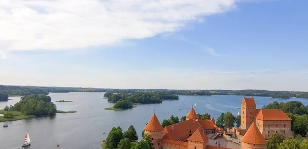 Légi Felvétel Vár Trakai Litvánia — Stock Fotó