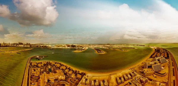 Dubai Palm Jumeirah Vista Aérea Panorâmica Dubai Entardecer Emirados Árabes — Fotografia de Stock