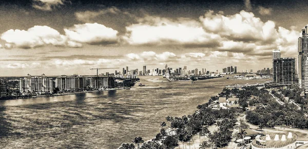 Aerial View Miami Skyline South Pointe Park Florida — Stock Photo, Image