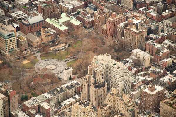2018年12月3日 纽约市 从直升机上俯瞰曼哈顿的空中景观 从高处看市中心 纽约市 美国纽约州 — 图库照片