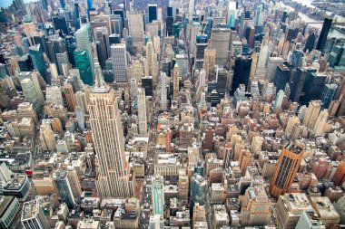 Helikopterden Manhattan hava görüntüsü, New York. New York, New York, New York, ABD, New York 'un göbeğinde.