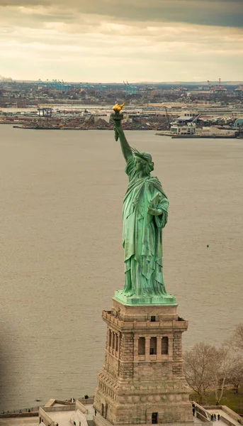 Freiheitsstatue Aus Dem Hubschrauber New York City Stadtsymbol Von Einem — Stockfoto