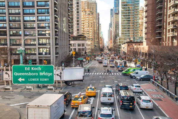 Manhattan Diciembre 2018 Vista Aérea Del Tráfico Ciudad Midtown —  Fotos de Stock