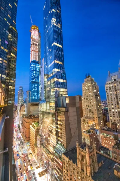 Aerial View City Skyscrapers High Vantage Point Night — Stock Photo, Image