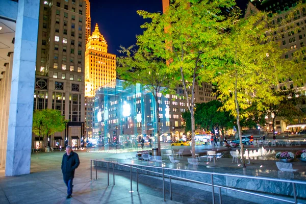 Manhattan 2015年10月23日 Apple Storeの外観写真5番街の夜 これはニューヨークの旗艦店です — ストック写真