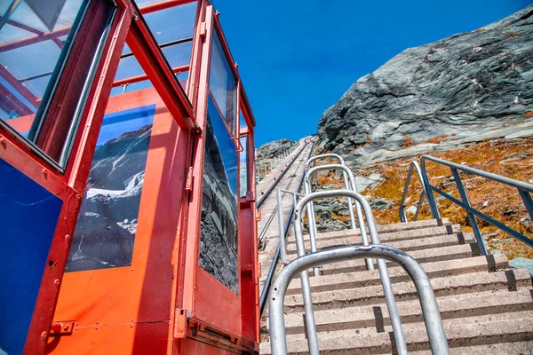 Teleférico Longo Uma Ferrovia Grossglockner National Park Áustria — Fotografia de Stock