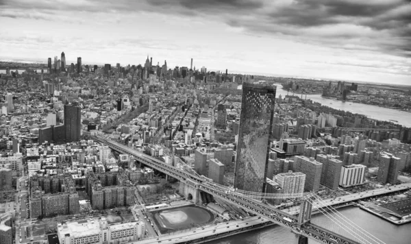 Manhattan Bridge Vanuit Helikopter New York City City Skyline Vanaf — Stockfoto