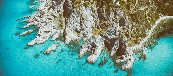 Overhead Flygfoto Över Vackra Rock Över Havet — Stockfoto