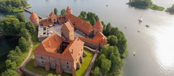 Légi Felvétel Vár Trakai Litvánia — Stock Fotó