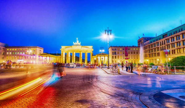 Magnífica Vista Noturna Portão Brandemburgo Pariser Platz Berlim — Fotografia de Stock