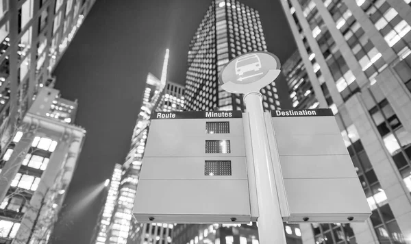 Empty Treet Signs Public Transit Directions Night New York City — Stock Photo, Image