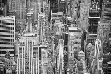 NEW YORK CITY - 3 ARALIK 2018: helikopterden Manhattan hava görüntüsü, New York. New York, New York, New York, ABD, New York 'un göbeğinde.