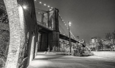 Brooklyn Köprüsü, Broolyn Köprüsü Parkı 'ndan kışın New York' a
