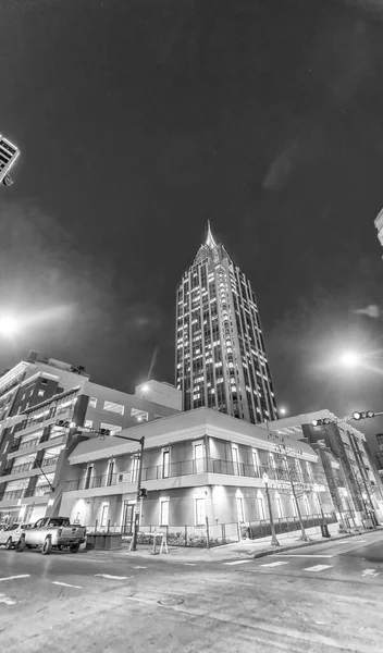 Mobile Alabama January 2016 Black White City Skyline Sunset Million — Stock Photo, Image