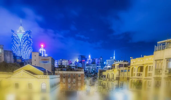 Skyline Macao Avec Bâtiments Anciens Modernes Nuit — Photo