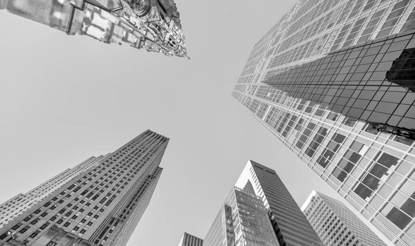 Modern skyscrapers of Midtown Manhattan in winter season, view from the street