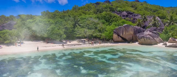 Seychelles Beach Vista Aerea Dal Drone Una Bella Giornata Sole — Foto Stock