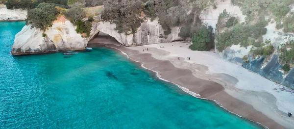 Letecký Pohled Zátoku Katedrály Při Západu Slunce Poloostrov Coromandel Nový — Stock fotografie