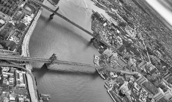 Brooklyn Manhattan Puentes Vista Aérea Desde Helicóptero Nueva York Ciudad — Foto de Stock