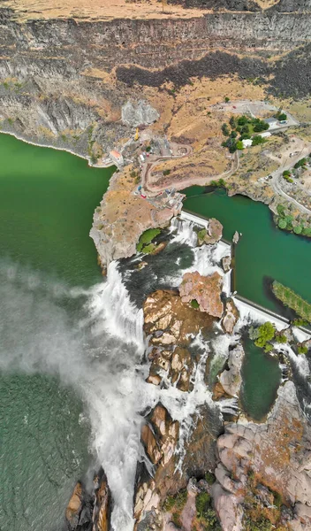 Vista Aérea Shoshone Falls Temporada Verano Desde Mirador Del Dron — Foto de Stock