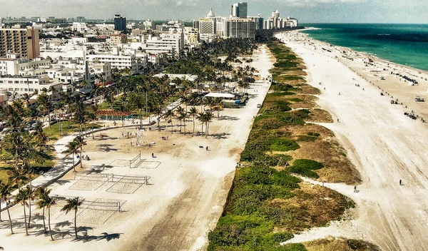 Вид Воздуха Горизонт Побережье Майами Бич Солнечный День Флорида — стоковое фото