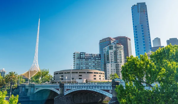 Melbourne Outubro 2015 Skyline Cidade Belo Dia Cidade Atrai Mais — Fotografia de Stock