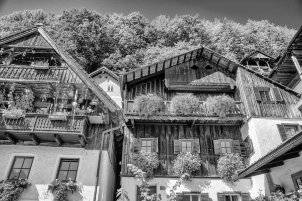 令人惊奇的美丽城镇哈尔斯塔特在夏季 奥地利 湖上的家园 — 图库照片