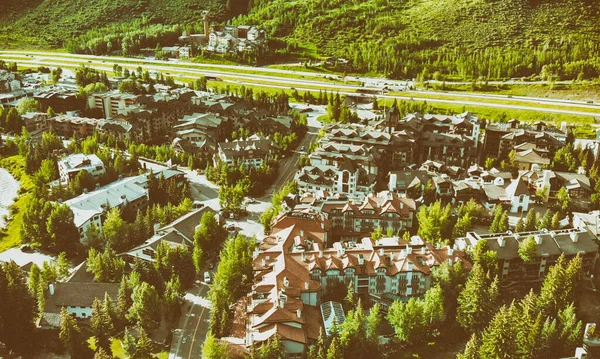 Panoramic Aerial View Vail Summer Sunset Colorado Usa — Stock Photo, Image