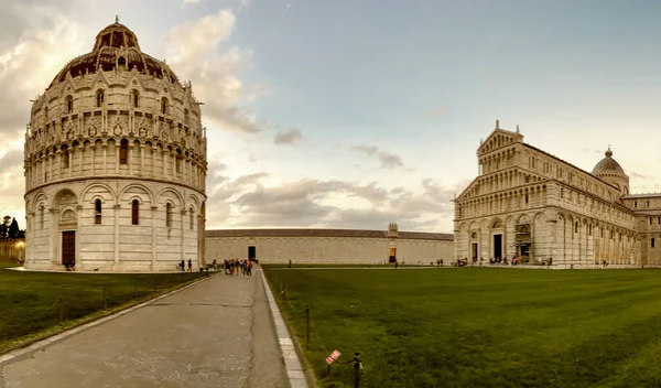 Taufe Von Pisa Bei Sonnenuntergang Feld Der Wunder Toskana Italien — Stockfoto