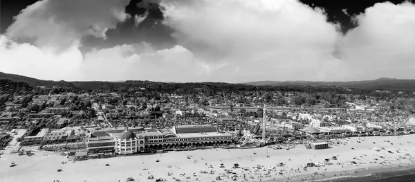 Luchtfoto Van Santa Cruz Beach Californië Bij Schemering Zwart Wit — Stockfoto