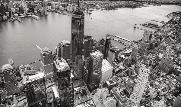 Manhattan Aerial View Helicopter New York City Downtown High Vantage — Stock Photo, Image