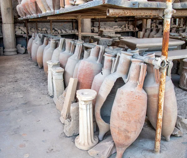 Pompeia Itália Esculturas Antigas Ruínas Temporada Verão — Fotografia de Stock