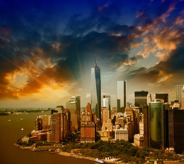 Lower manhattan - Luftaufnahme — Stockfoto