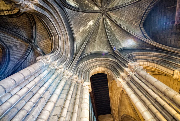 Notre dame interieur kolommen, Parijs — Stockfoto