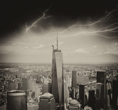 aşağı manhattan gökdelen havadan görünümü