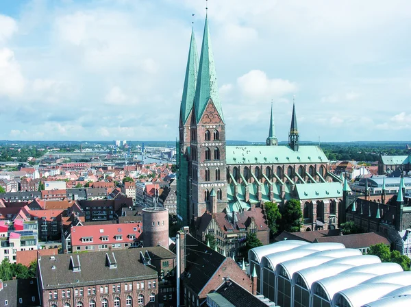 Uitzicht op de stad Lübeck — Stockfoto