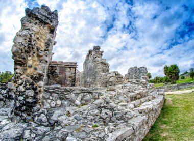 Tulum kalıntıları. Meksika Maya sitesi